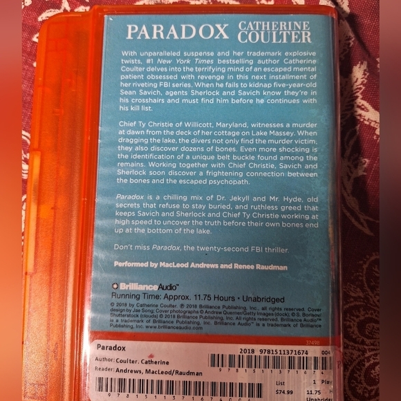 CATHERINE COULTER PARADOX PLAYAWAY AUDIO BOOK - Picture 2 of 5
